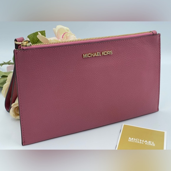 Michael Kors Jet Set Large Leather Clutch Wristlet - Picture 4 of 9